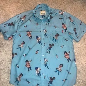 Mens RSVLTS  Roosevelts The Sandlot Characters Bambino Shirt Button Up Large EUC